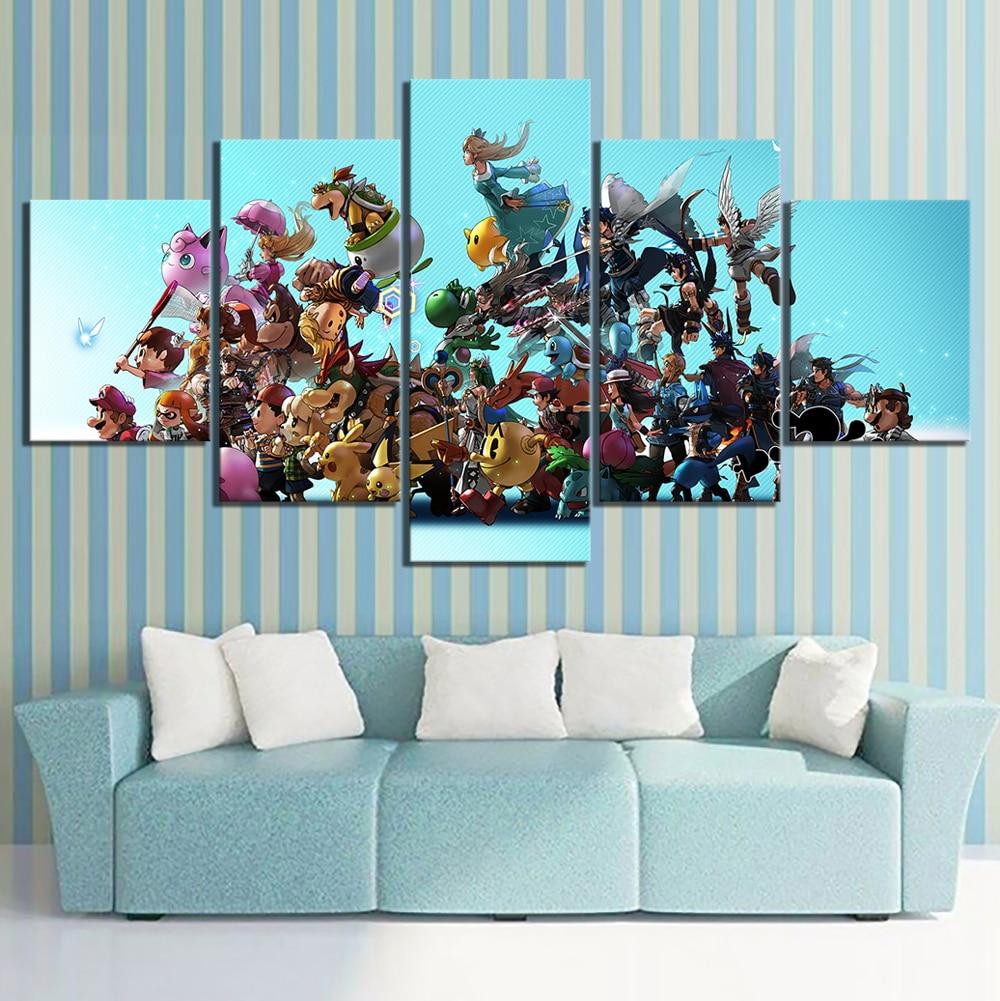 Super Smash Brothers 5 Piece Canvas Painting - nintendo-core