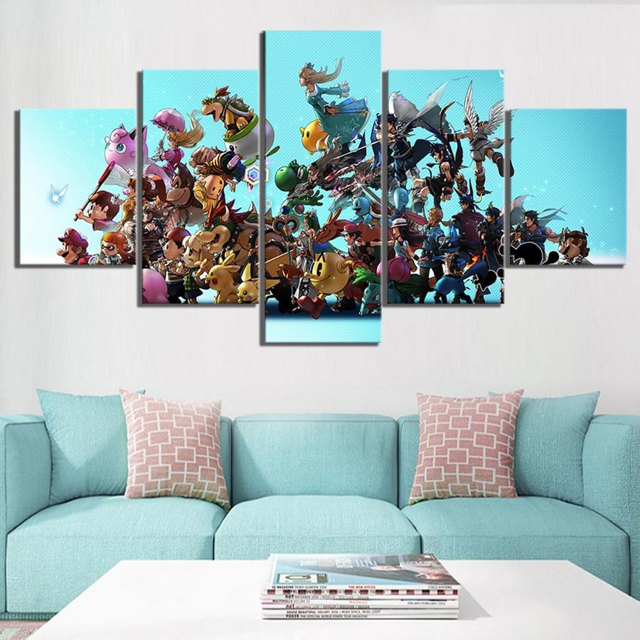 Super Smash Brothers 5 Piece Canvas Painting - nintendo-core