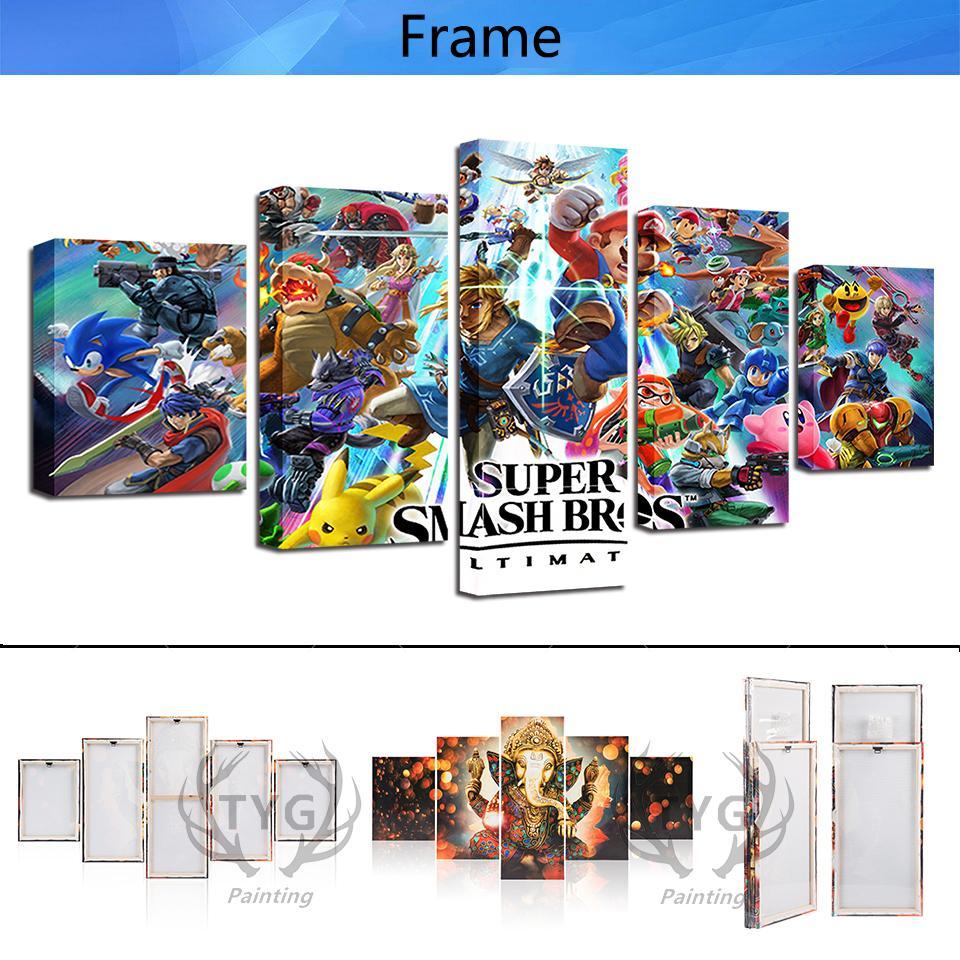 Super Smash Brothers 5 Piece Canvas Painting - nintendo-core