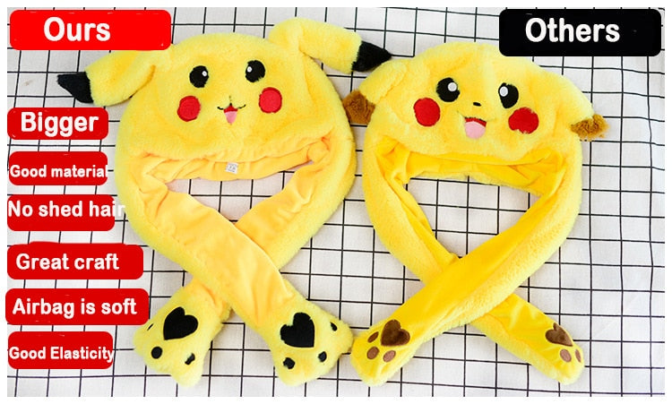 Eevee Evolutions and Pikachu Soft Plush Beanie Hats