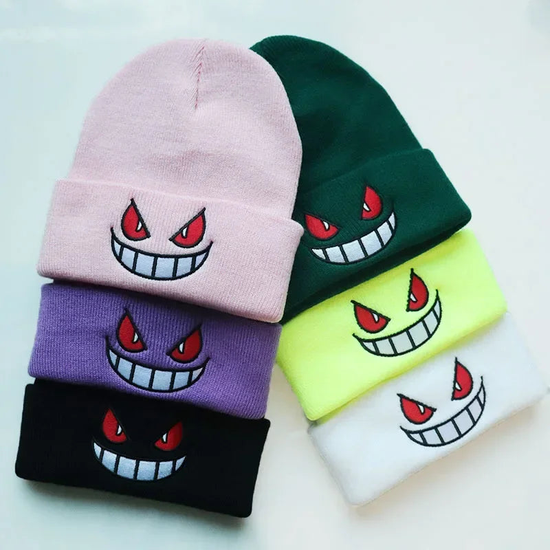 Gengar Embroidered Knit Beanie – Warm & Stylish