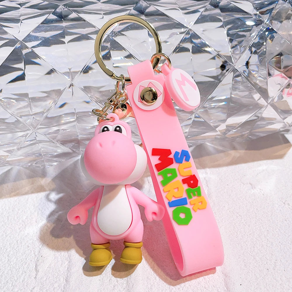 Classic Game Super Mario Bros Figure Keychain Cute Dragon Yoshi Pendant Keyrings for Backpack Accessories Girl Birthday Gifts