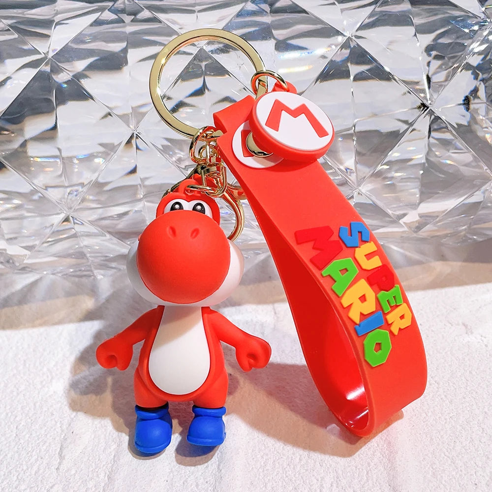 Classic Game Super Mario Bros Figure Keychain Cute Dragon Yoshi Pendant Keyrings for Backpack Accessories Girl Birthday Gifts