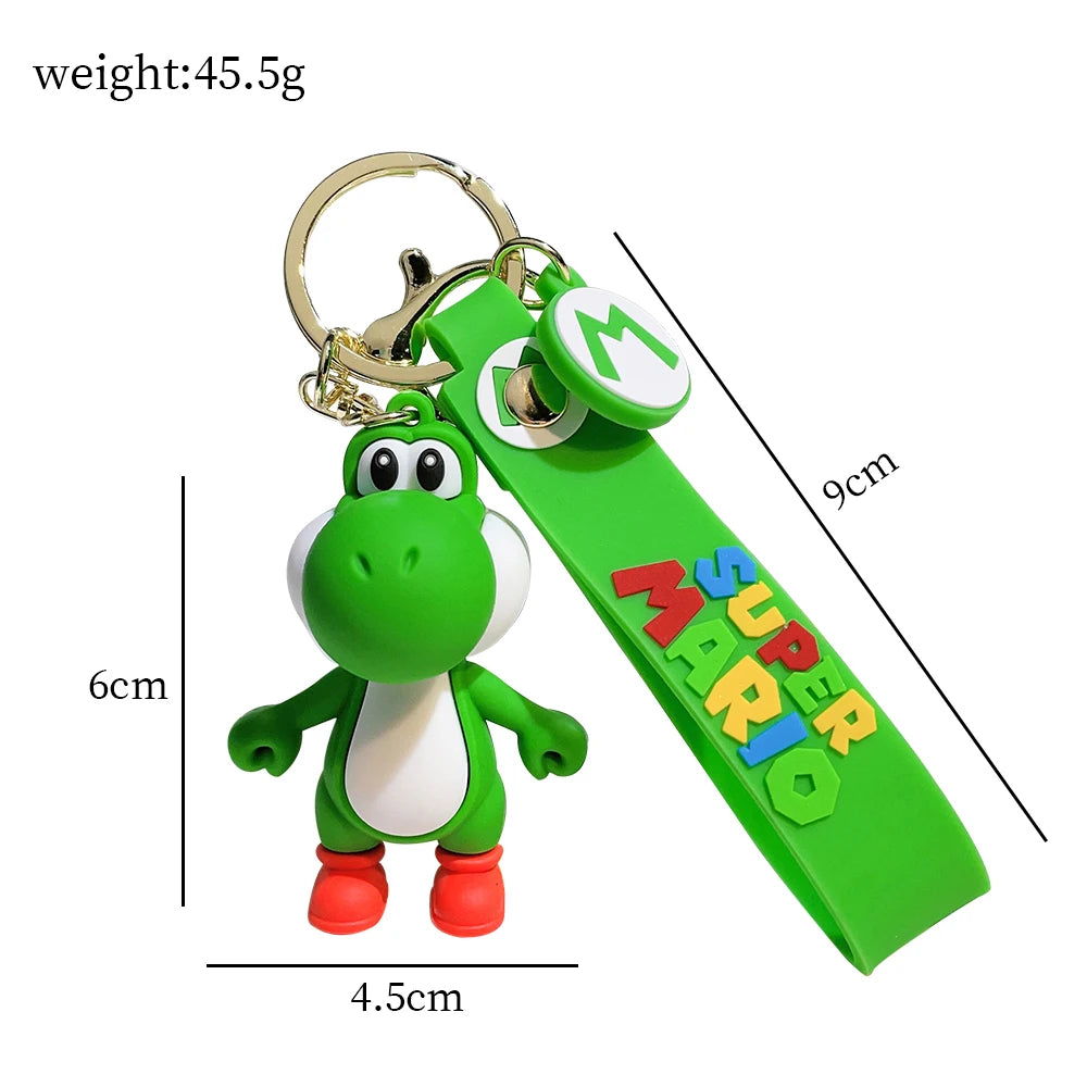 Classic Game Super Mario Bros Figure Keychain Cute Dragon Yoshi Pendant Keyrings for Backpack Accessories Girl Birthday Gifts