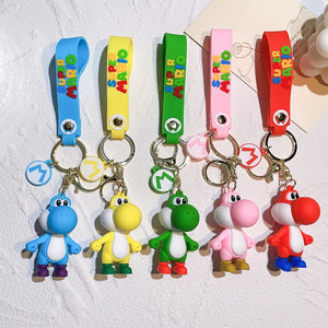 Classic Game Super Mario Bros Figure Keychain Cute Dragon Yoshi Pendant Keyrings for Backpack Accessories Girl Birthday Gifts