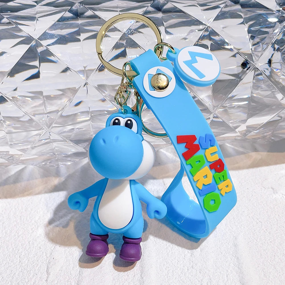 Classic Game Super Mario Bros Figure Keychain Cute Dragon Yoshi Pendant Keyrings for Backpack Accessories Girl Birthday Gifts