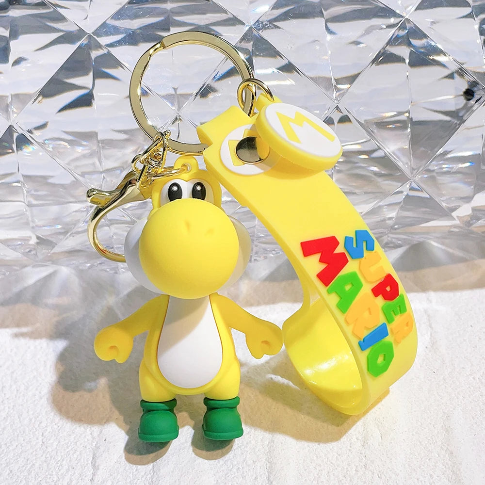 Classic Game Super Mario Bros Figure Keychain Cute Dragon Yoshi Pendant Keyrings for Backpack Accessories Girl Birthday Gifts