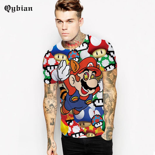 Fitted 3D Mario Qybian Collage T-Shirt - nintendo-core