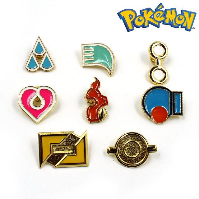 Pokemon League Gym Badge Brooch Sets