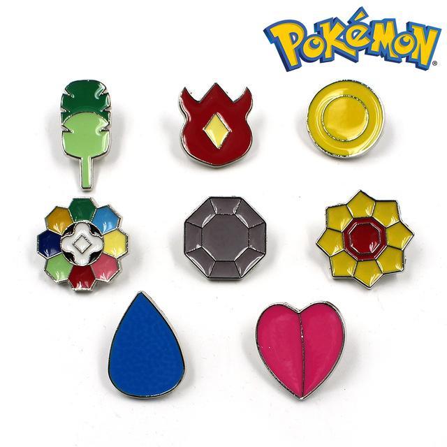 Pokemon League Gym Badge Brooch Sets