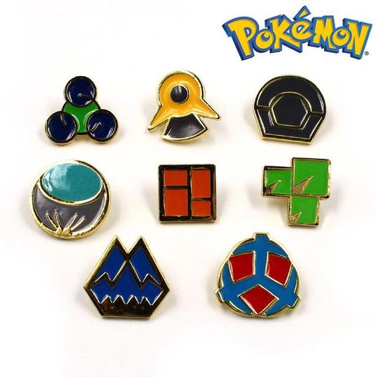 Pokemon League Gym Badge Brooch Sets