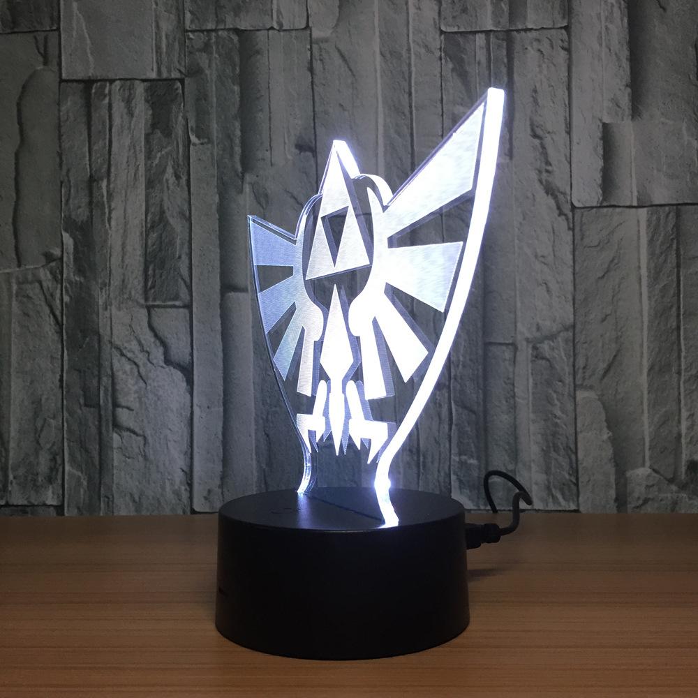 3D Illusion Night Light Legend of Zelda Bedside Lamp, Zelda Link's Sword  and Shield Sign USB Powered Diammable Color Changing Table Lamp for Child  Room Decor Birthday Gift 