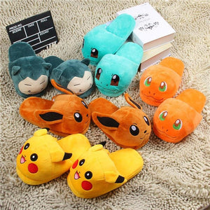 Warm Indoor Plush Slippers Snorlax  Eevee  Pikachu Squirtle Charmander and more...