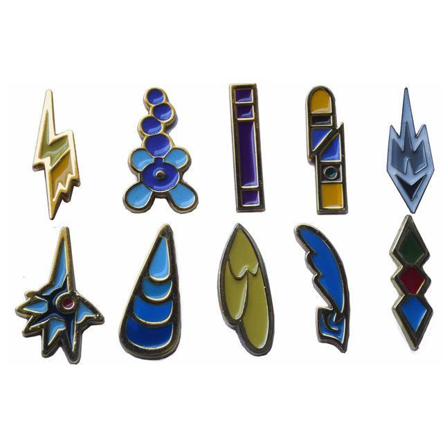 Pokemon League Gym Badge Brooch Sets