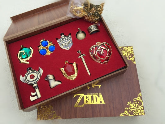 The Legend of Zelda Hylian Shield & Master Sword Keychain / Necklace Set