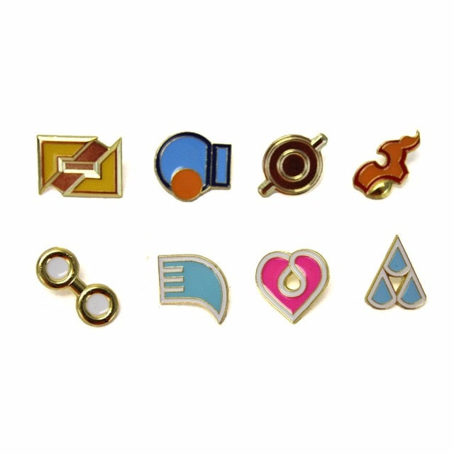 Pokemon League Gym Badge Brooch Sets